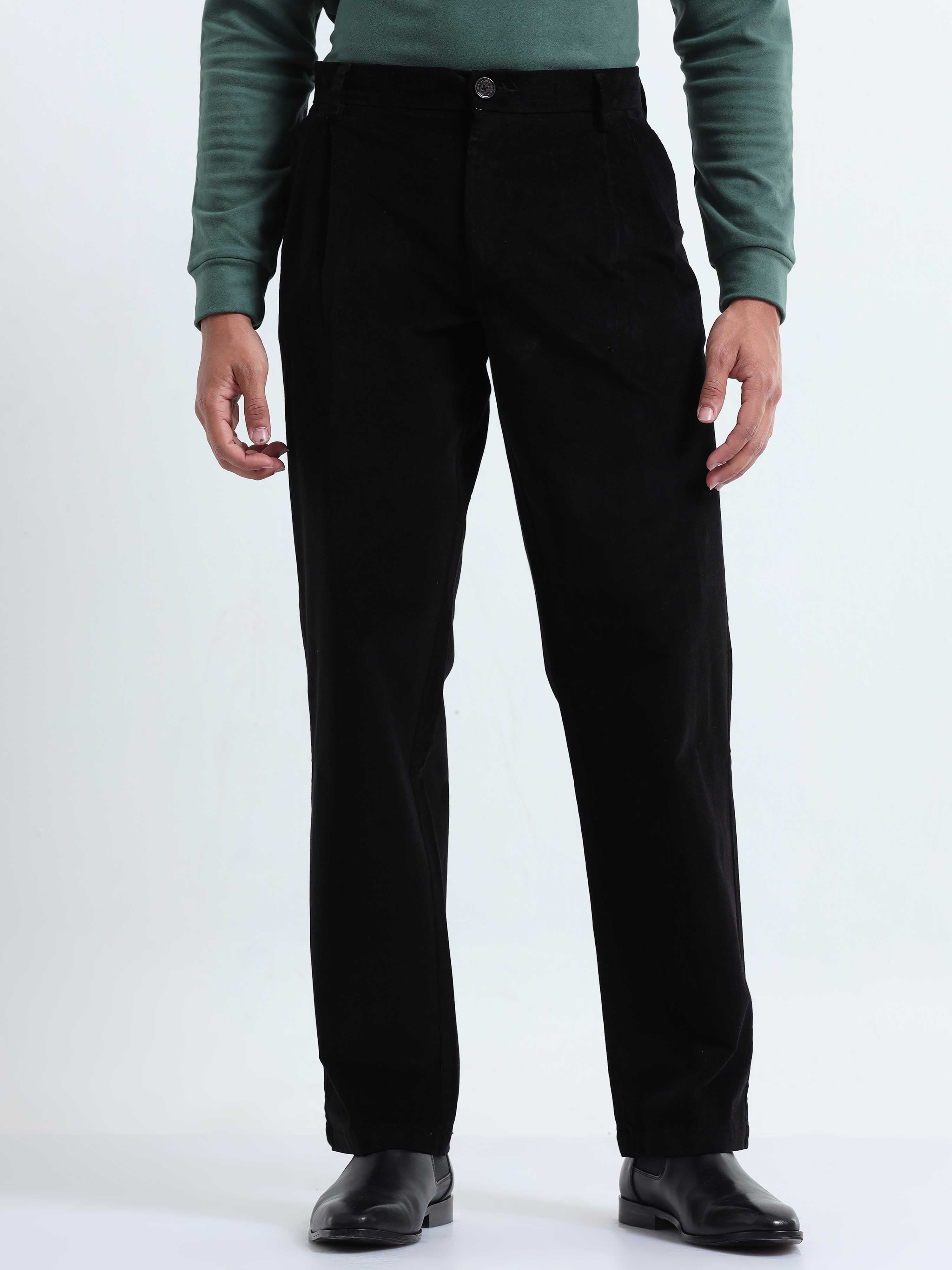 Regular Fit Corduroy trousers - Black - Men | H&M IN